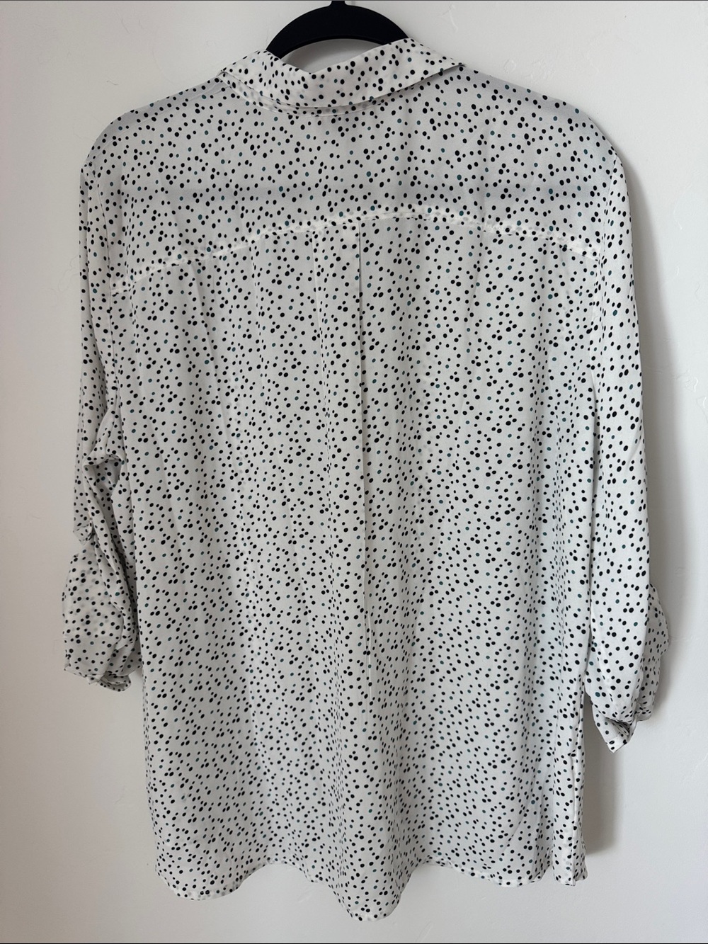 NWT LOFT White Black Polka Dot Career Office Utility Button Front Blouse XL - Picture 8 of 12